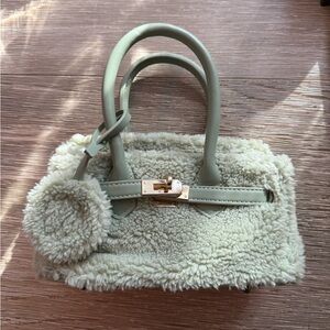 Urban Expressions Sherpa Teal Blue Top Handle Bag